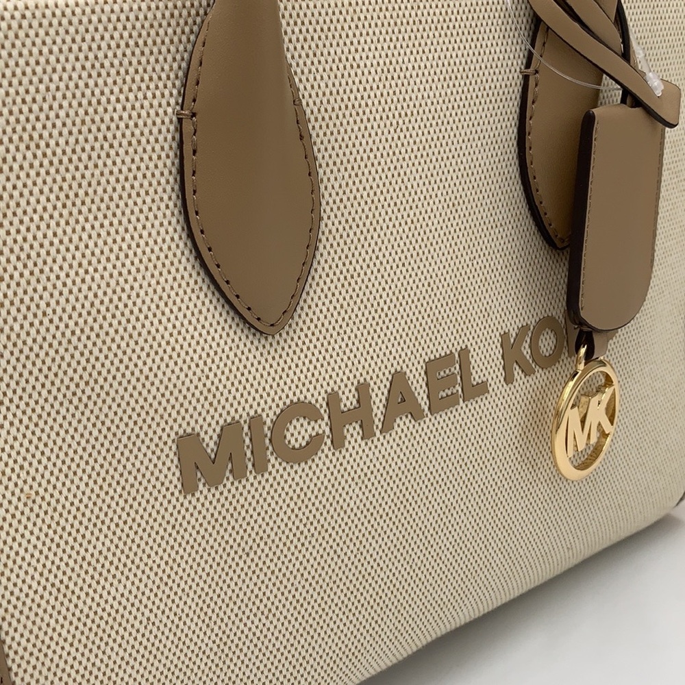 Michael Kors Mirella Small Shopper Top Zip Crossbody Bag Camel MK NWT - Picture 14 of 15
